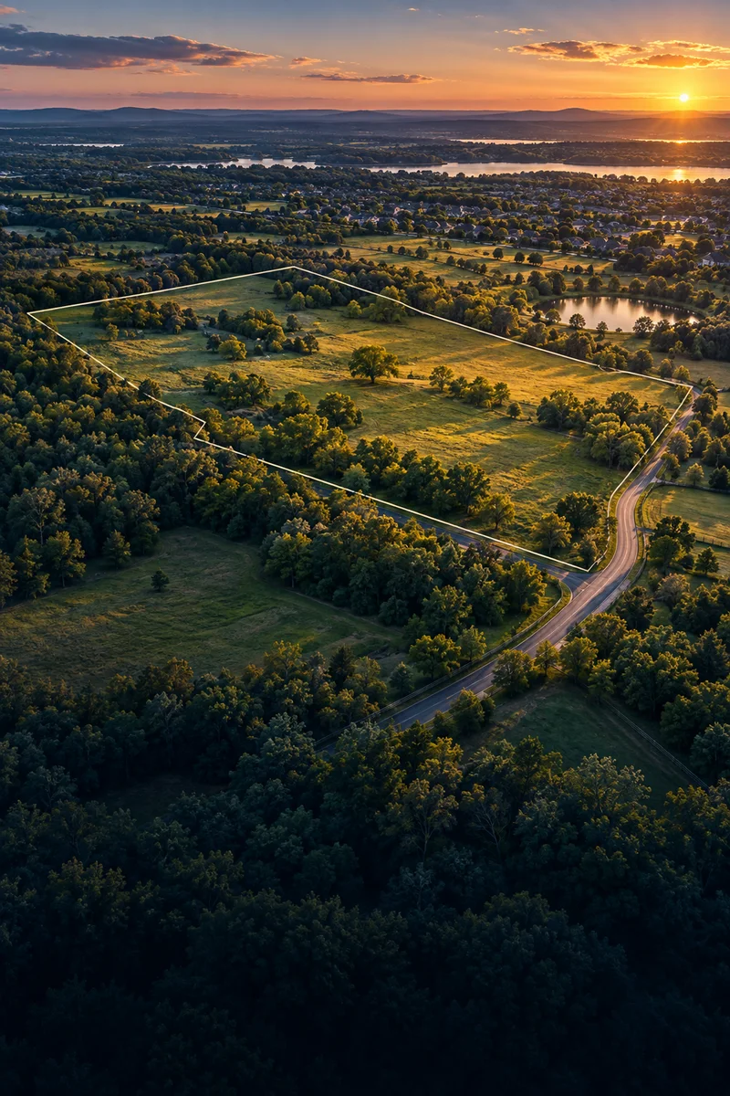 Aerial view of green development land